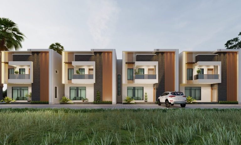 Belle Vista row of duplexes with open field